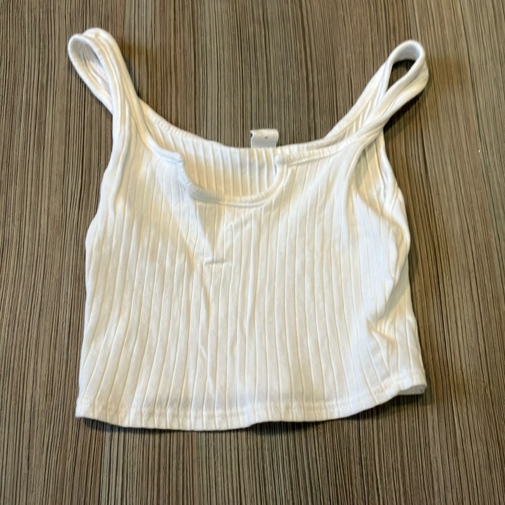 SHEIN Cream Ribbed Crop Camisole